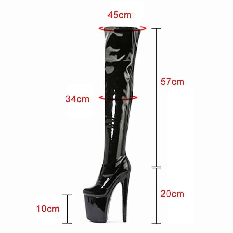 Long Boots Knee-High Boots Ultra High Heel 20CM Women Shoes Round Head Sexy Boots Thin Heel Pipe Dance Shoes Fashion Platform