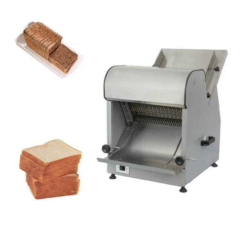 Commercial Bread Slicer 250W Stainless Steel 12mm Blades Electric Bread Cutting Machine Kitchen Appliance Toast Processor