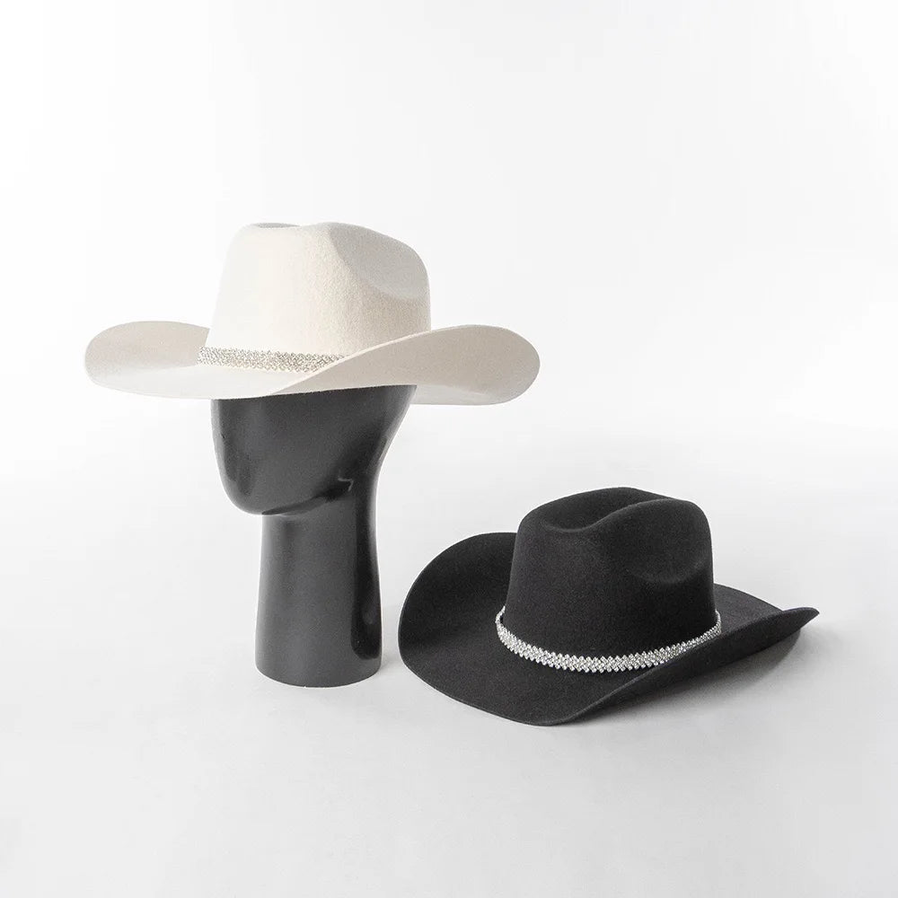 Hot Sell Fashion Elegant Wide Brim Wool Luxury Fedora Hat Fall Winter Warm White Cowboy Felt Hat Lady Panama Jazz Hat Wholesale