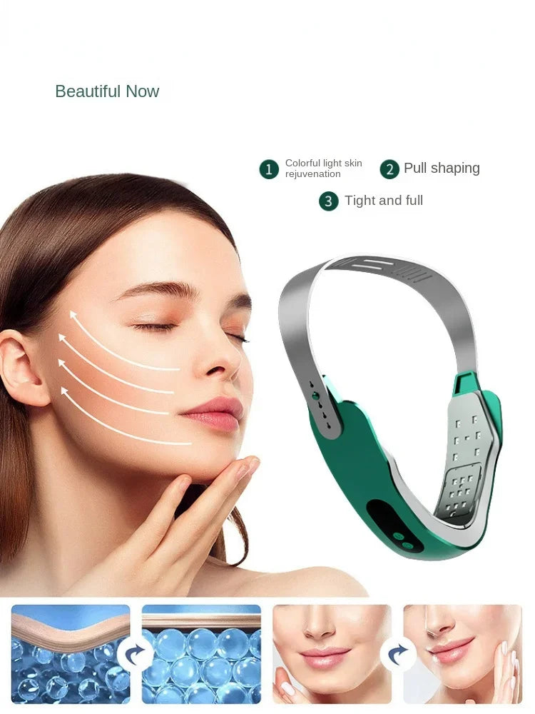 Face Contouring Beauty Tool - Aesthetic Enhancer with Red and Blue Light EMS, Slimming Chin Reduction, and Facial Sculpting