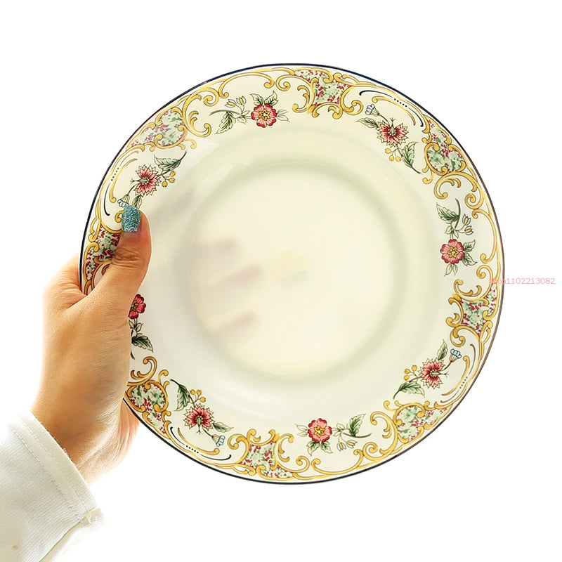 4pcs Set, 8inch, Fine Bone China Soup Dish Set. Ceramic Dinner Serving Dish, Kitchen Plates Soup Deep Plate, Restaurant Dishes