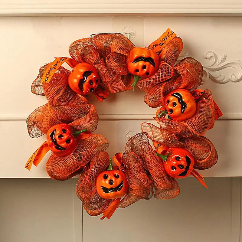 Fall Door Pumpkin Wreath Autumn Halloween Decor Garland Autumn Pumpkin Wreaths Christmas Party Door Wreath