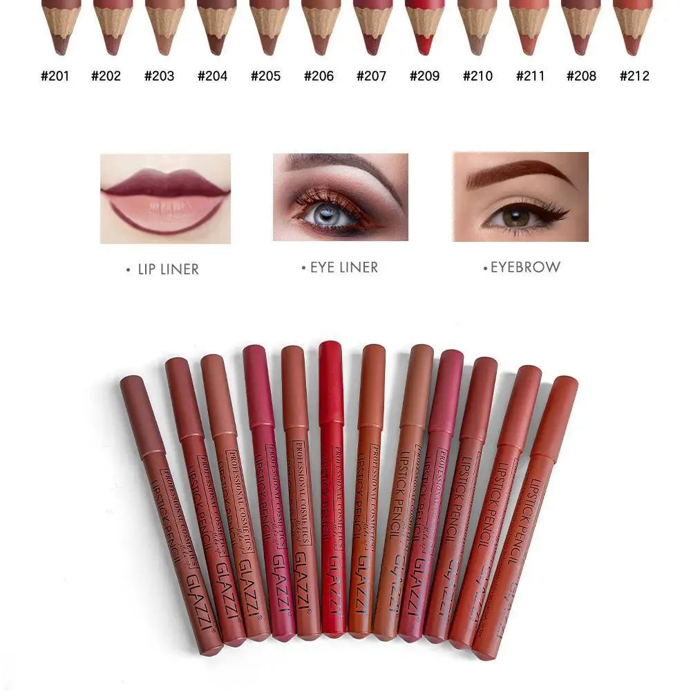 Lip Pencil Set Professional Makeup Full Brown Matte Long Lasting Permanent Lipstick Beauty Woman Makeup Products 2024 New Brand