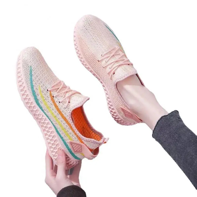 2PCS Flat Shoes Light Platform Sneakers 1 Pair Walking Sneakers For Golf Female Sport Shoes Comfortable Sneakers Flying Woven