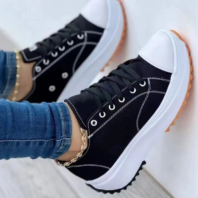 Women Sneakers  Female Canvas Shoes Tennis Ladies Shoes Chunky Platform Lace Up Shoe for Woman Plus Size Zapatillas De Mujer