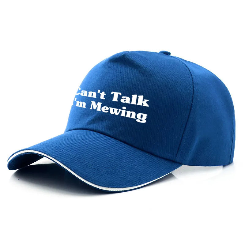 Can't Talk I'm Mewing Baseball Cap Funny Introverts Geek Gift Y2k Caps For Men Women Teen Unisex Casual Hats