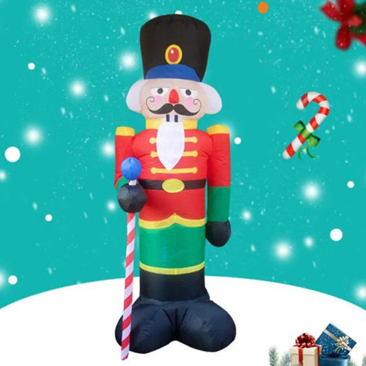 New Creative 2.4m Nutcracker Christmas Inflatable LED Light Outdoor Holiday Decoration Christmas Inflatable Home Decor Doll Toys