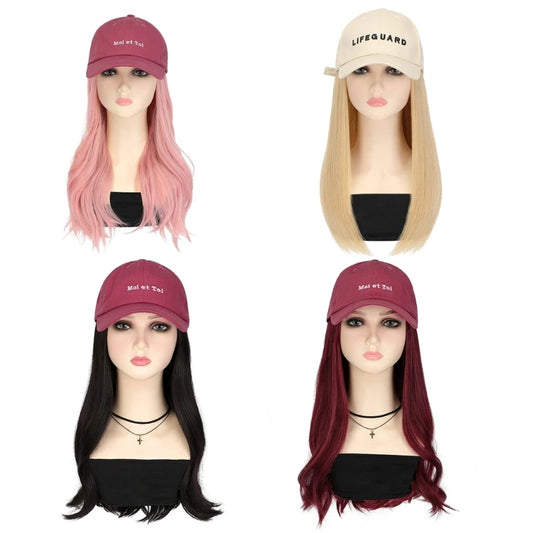 Y1UB Adjustable Baseball with Long Hair for Women Teens Girl Cosplay Costume Hair Hat Hair Baseball