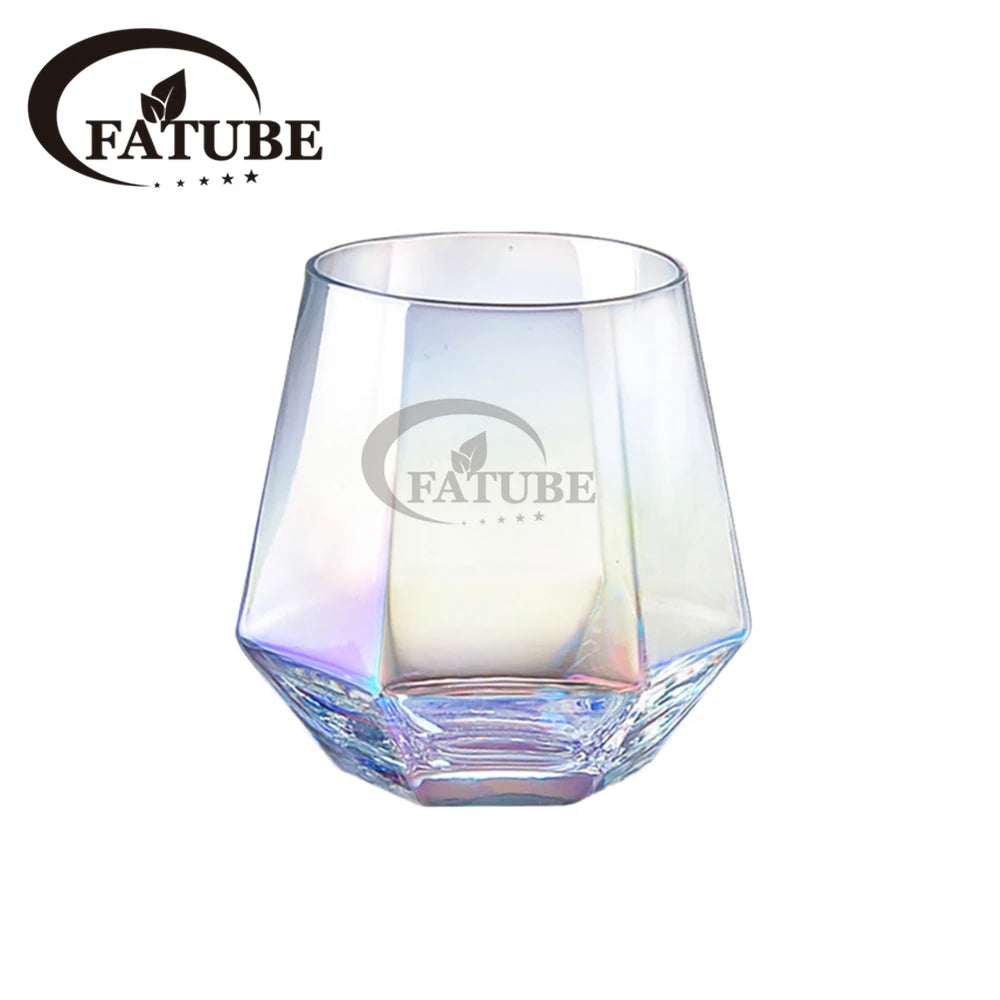 FATUBE 300ml Wedding Wine Glasses Drinkware Transparent Cocktail Party Bar Club Drinking Tools Gold Glass Cup Tea Coffee Mug