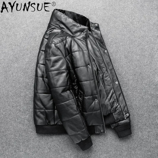 Genuine Leather Jacket Men Down Cotton-padded Parkas Men’s Real Sheepskin Coats Man Slim Thick Winter Jackets 2025 New Jaqueta