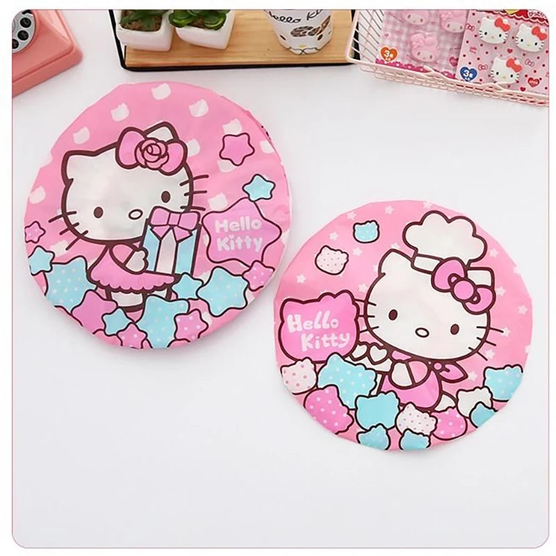 4Pcs Random Pattern Sanrio Hello Kitty Kawaii Anime Waterproof Shower Cap Cute Cartoon Children Bath Hat Lovely Gifts for Girls