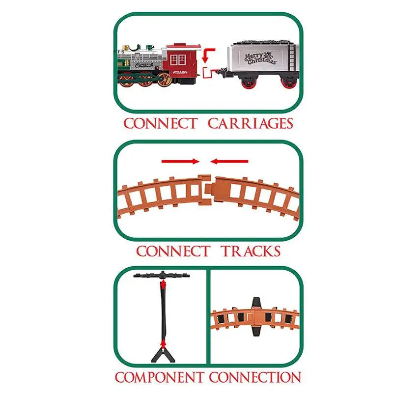 Electric Train Set For Christmas Tree Holiday Train Railway Kit Sound And Light Train Car Railway Toy Decor Easy To Assemble