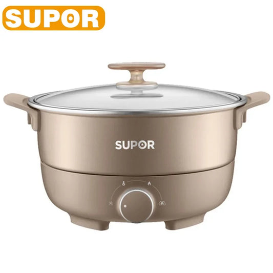 SUPOR Split Electric Hot Pot Household 4L Capacity Electric Cooking Pot Chinese Hot Pot With Lid Knob Control Kitchen Appliance