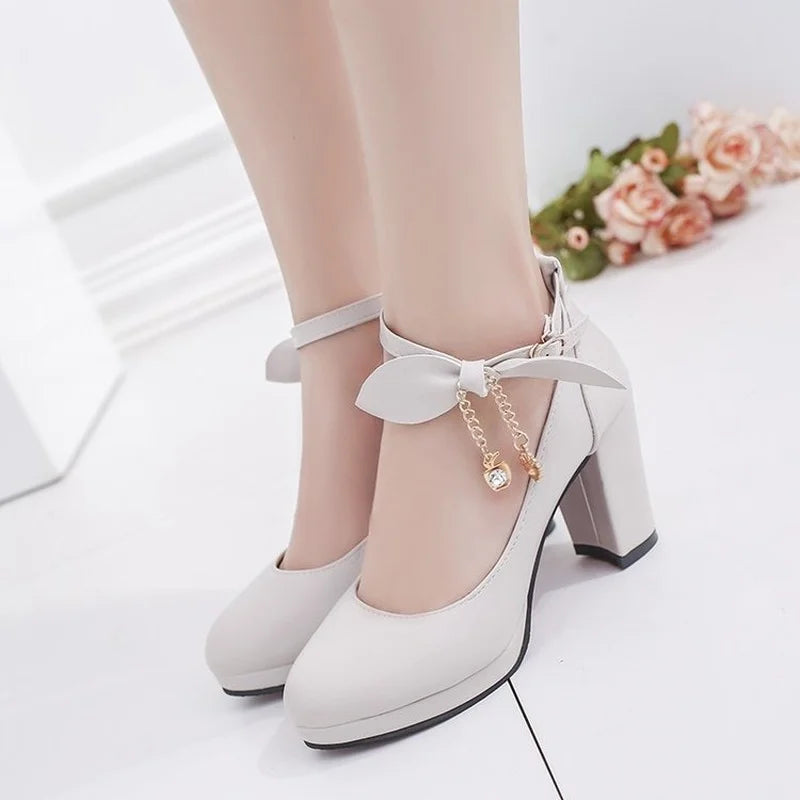 2022 New Style Hot Sell Bowknot Women Pumps Classic Patent Leather High Heels Shoes Party Wedding Shoes Ladies Lolita Pumps