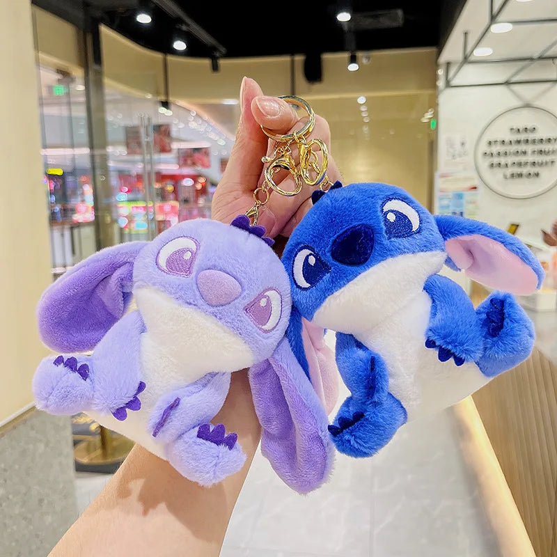 Disney Stitch Plush Doll Key Chain Cute Cartoon Girl&Child Toys Fashion Schoolbag Decoration Bag Pendant  Key Ring Holiday Gifts