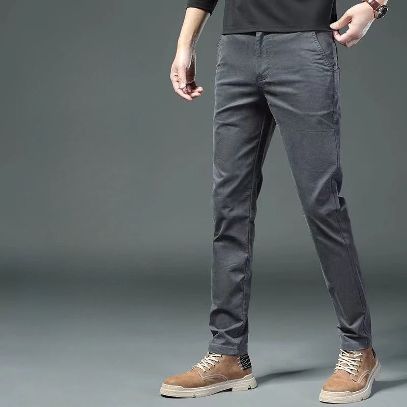 Men's Casual Pants Thin Straight Cotton Work Summer Male Trousers Dress Formal Vintage Slacks Clothes Polyester Harajuku Fashion