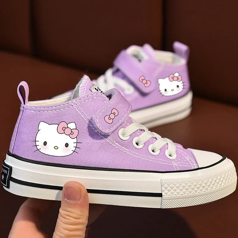 Sanrio Kawaii Hello Kitty Girls' Canvas Shoes Anime Cartoon Lovely Fashionable Exquisite Versatile Leisure Children's Sneakers