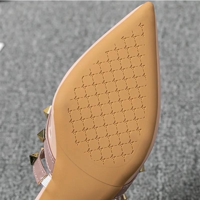 Women Heels Shoes Free Shipping Promotion Studded Designer Luxury Leather Slippers Shiny Mixed Colors Strap Seam Slides Blue Red
