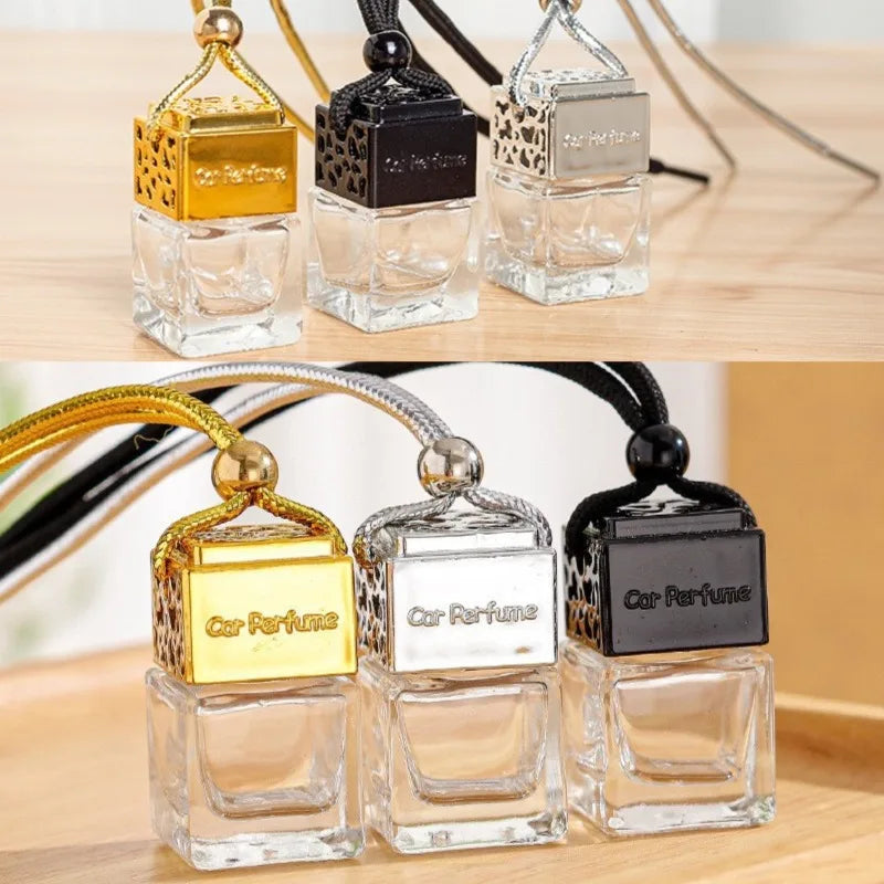 Glass Perfume Bottle Essential Oils Car-styling Decor Auto Ornament Air Freshener Mirror Pendant Hanging Parfüm Empty Bottle 1PC