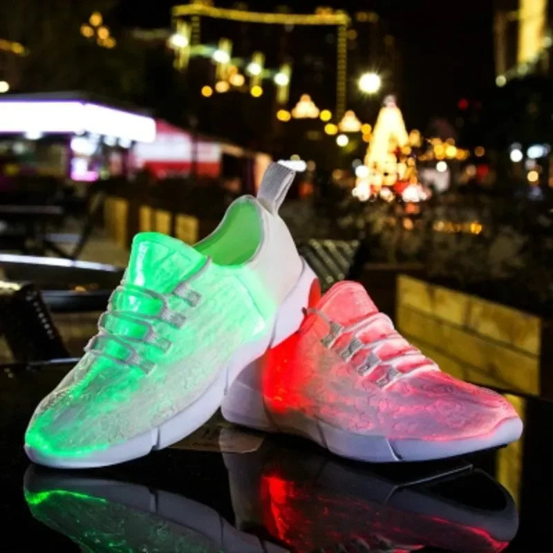 Spring Boy Luminous Glowing Sneakers Men Women Girl Kids LED Light Shoes Children Flashing Adults USB Recharge Fiber Optic Shoes