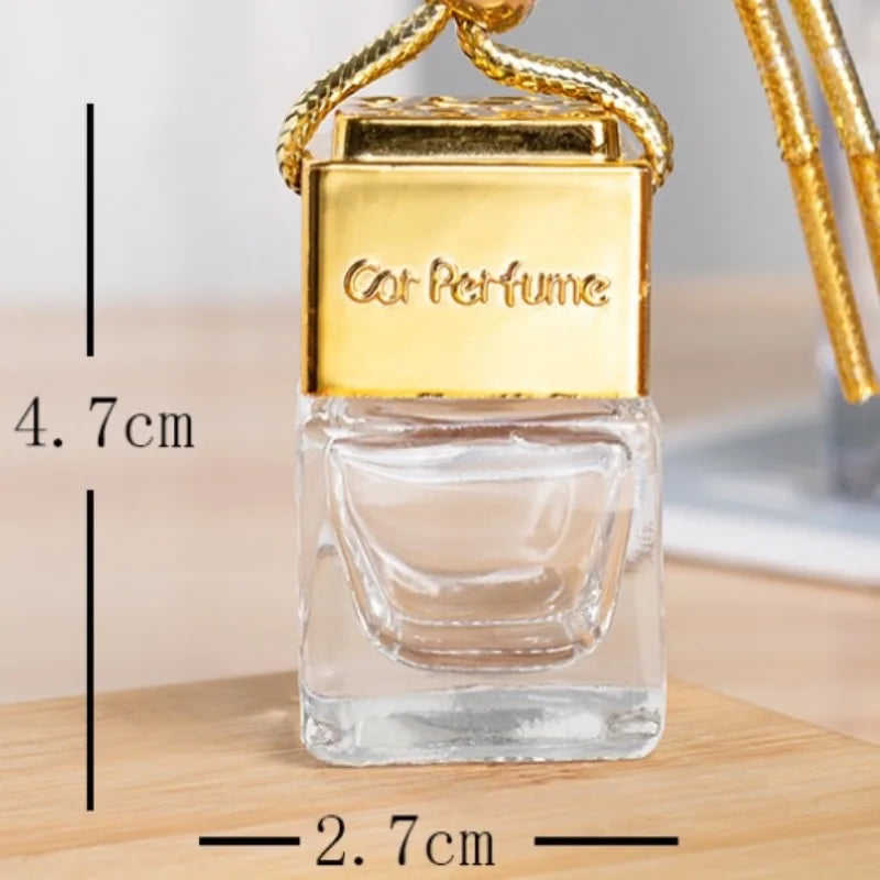 Glass Perfume Bottle Essential Oils Car-styling Decor Auto Ornament Air Freshener Mirror Pendant Hanging Parfüm Empty Bottle 1PC