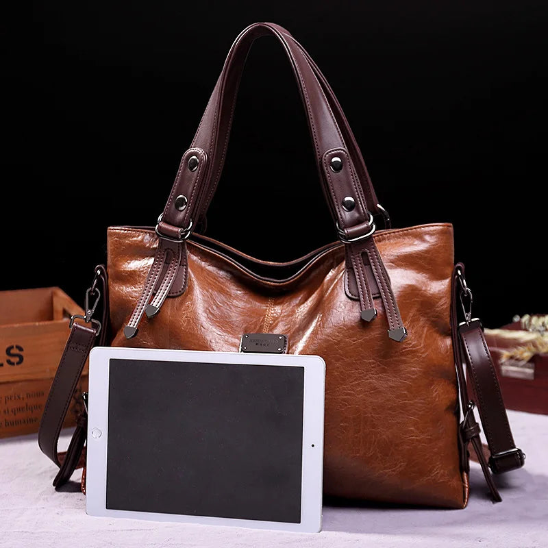 2024 New Fashion Casual Tote Bag Women Handbags Soft Leather Shoulder Bags Vintage Big Capacity Crossbody Hand Bag For Ladies