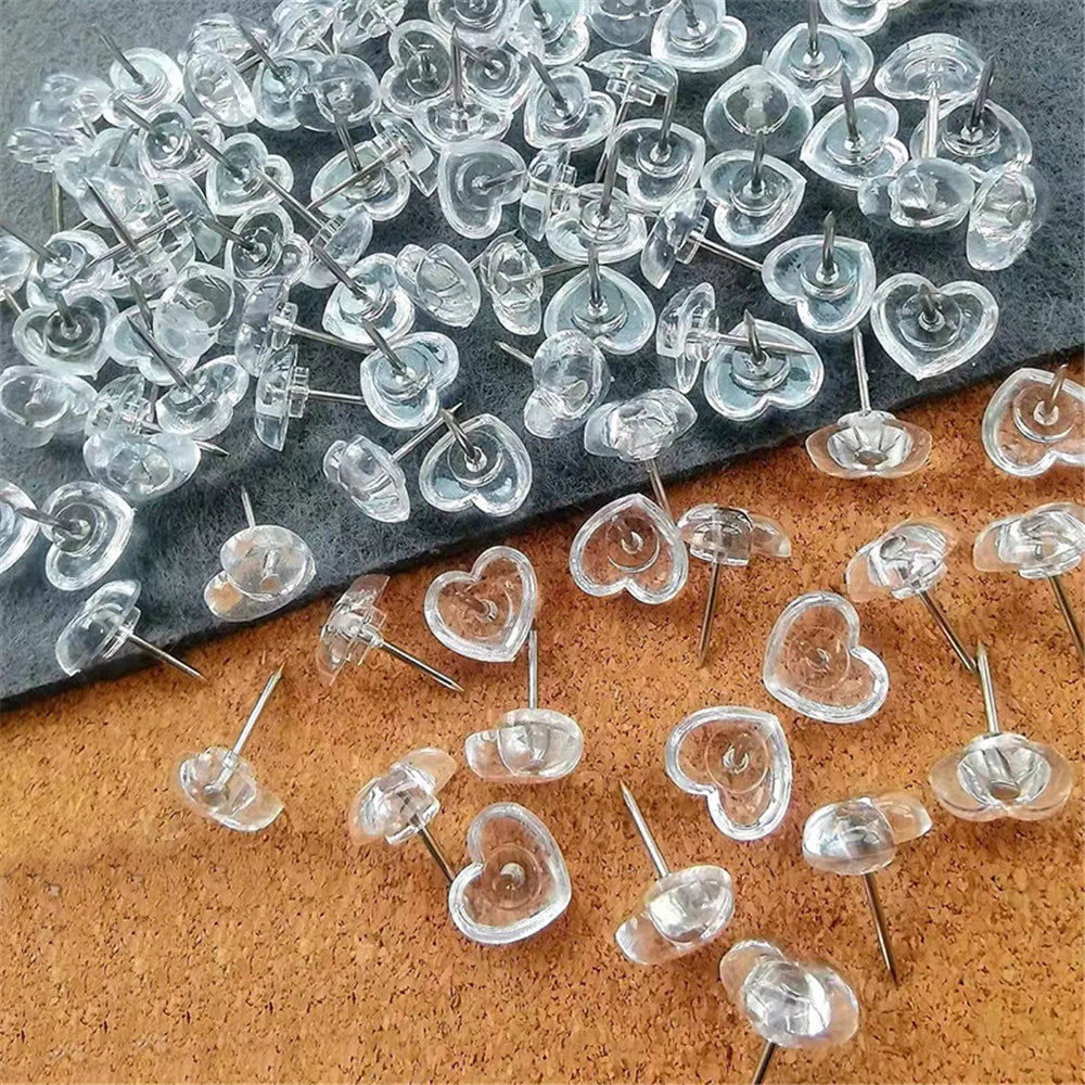 Push Pins Heart Thumbtack Cork Board Pins Drawing Photo Wall Studs Maps Decorative Stationery Office School Supplies 50/100pcs