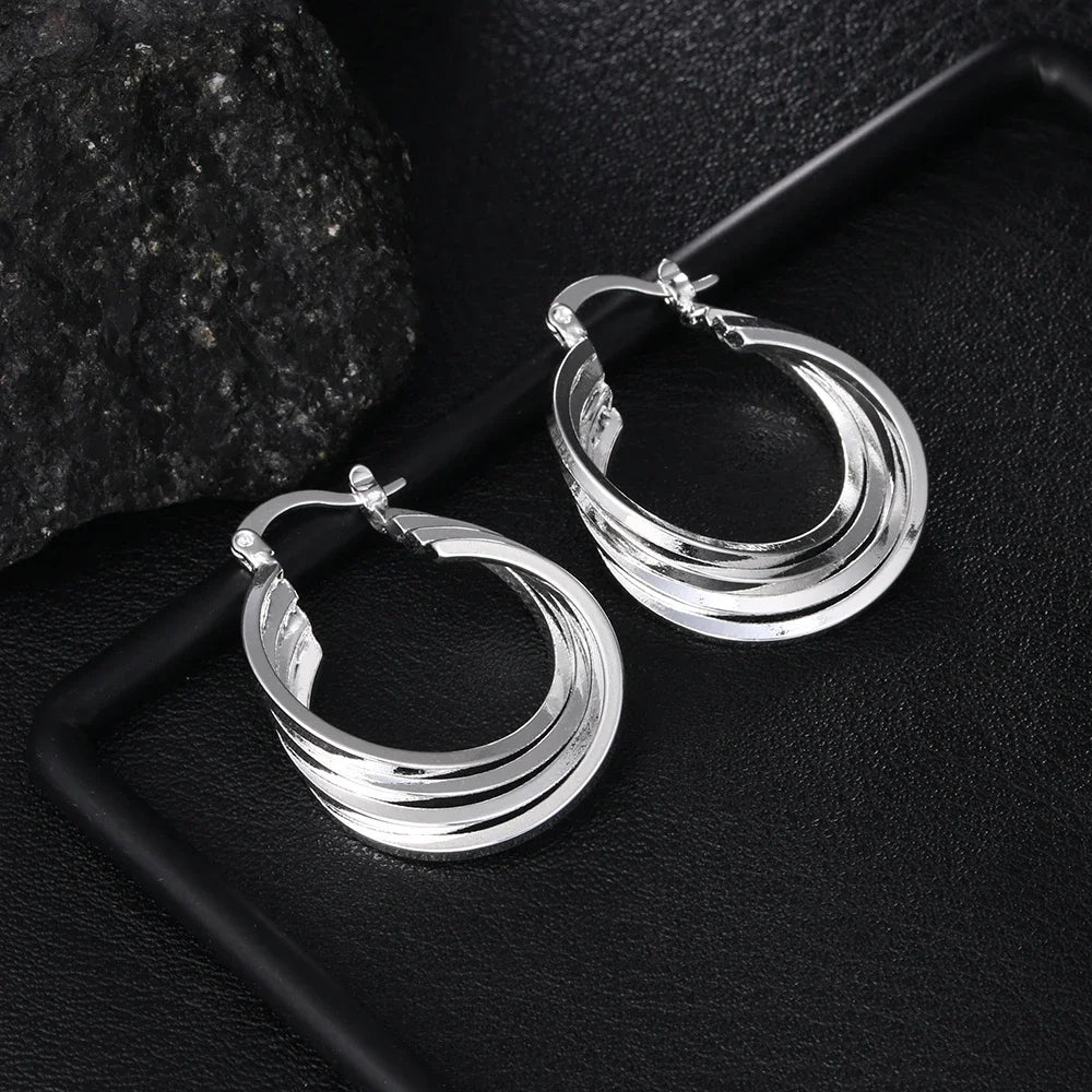 925 Sterling Silver Earrings Elegant Noble Lady Wedding Gifts Beautiful Fashion for Women Party Jewelry Cute Nice