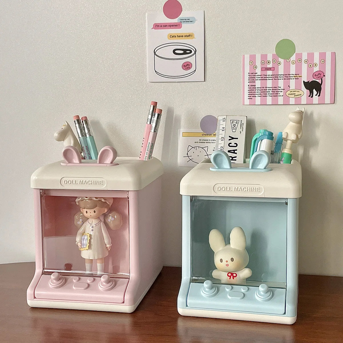 MINKYS Creative House Shape Doll Storage Box&Pen Holder Multifunctional Desktop Organizer School Office Stationery