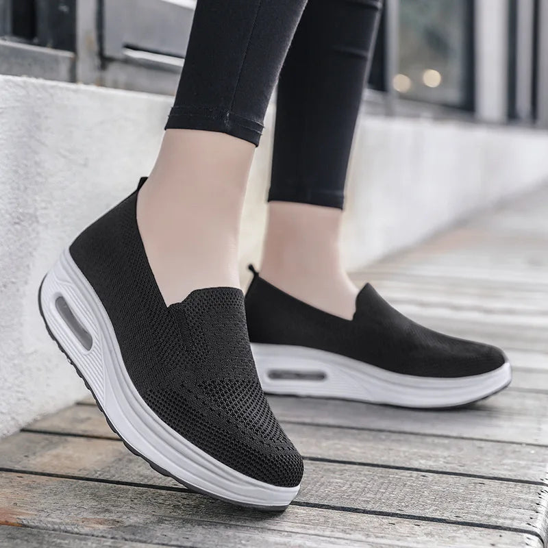 Ladies Summer Platform Woven Shoes Loafers Platform Tennis Shoes Ladies Non-Slip Sneakers Zapatos De Mujer Outdoor Casual Shoes