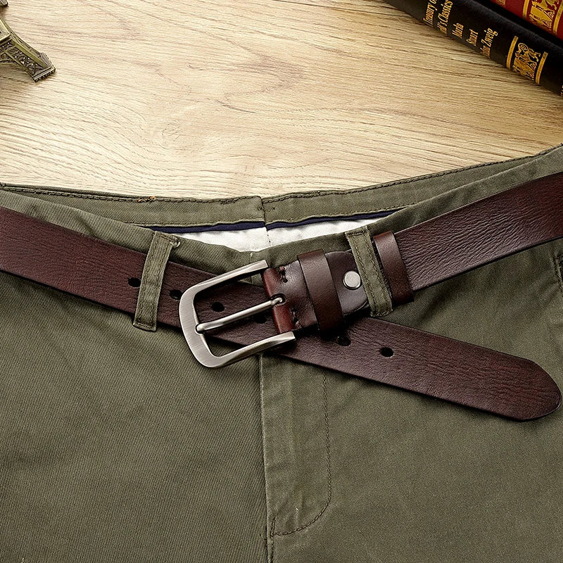 Top layer cowhide belt, men's genuine leather needle buckle belt, men's Korean version trendy pants belt,  designer belt