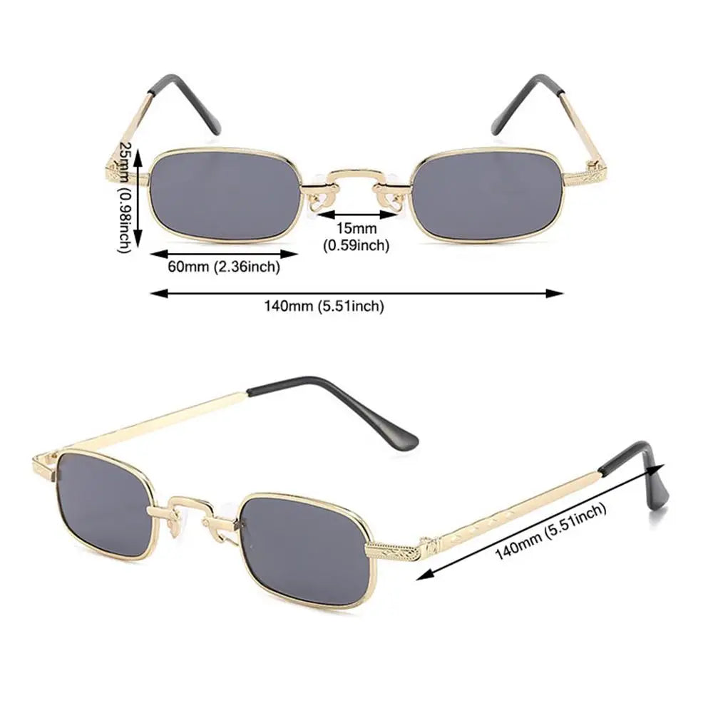 Small Rectangle Sunglasses for Women Men Retro Metal Frame Punk Sun Glasses Vintage Travel Shades UV400 Protection Women Eyewear