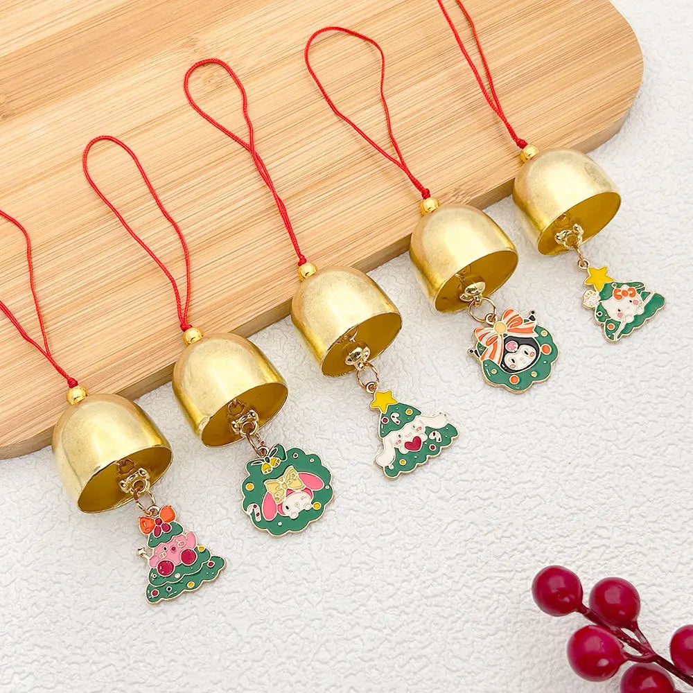 Sanrio HelloKitty Kuromi Christmas theme small bell style Metal Key buckle Christmas tree decoration Holiday atmosphere decorate