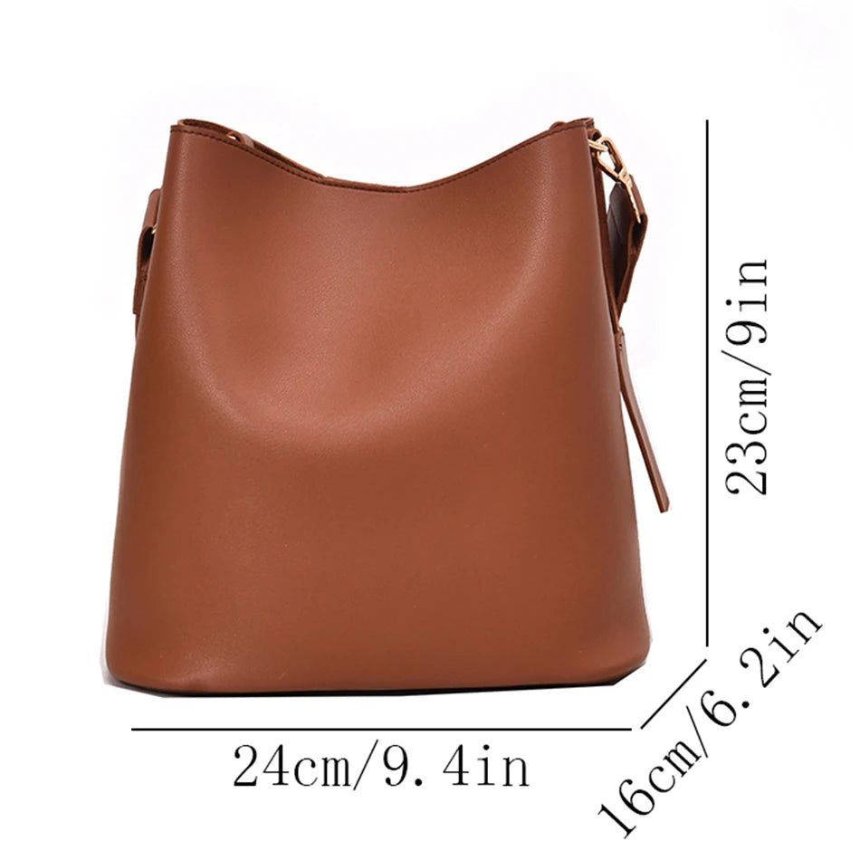 2piece/set Fashion Design Pu Leather Shoulder Crossbody Bag Casual Lady Tote Female Large Capacity Bucket purses and handbags