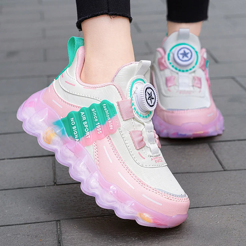 Spring Children Girls Boys PU Sneakers Toddlers Casual Shoes Kids Fashion Pink Tennis High Quality Sports Flats Size 26-39#