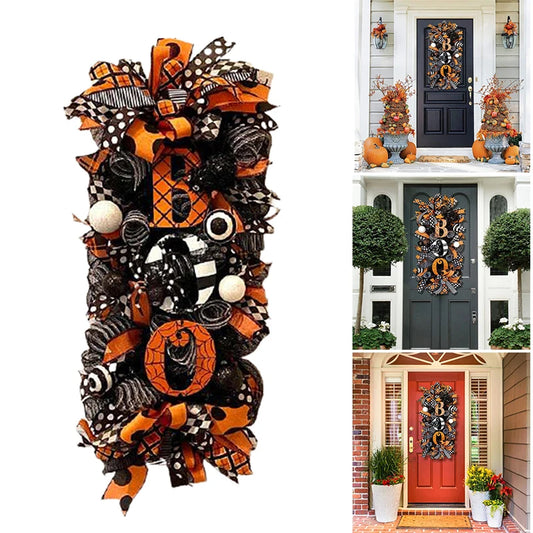 2023 Halloween Swag Wreath Fall Wreath Front Door Hanging Ornament For Halloween Holiday Home Yard Decoration