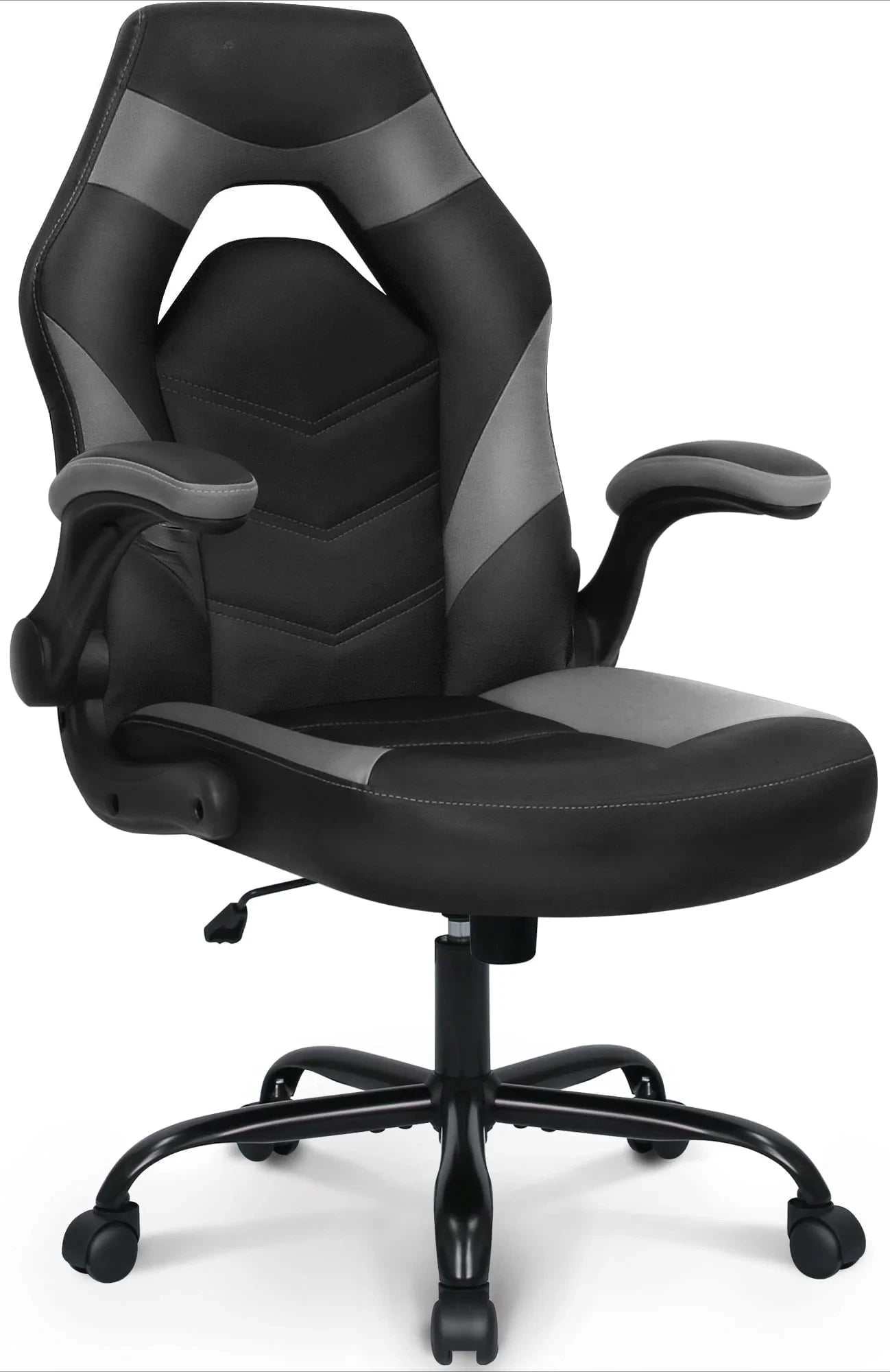 N-GEN Comfortable Flip-Up Armrest Faux Leather Gaming Chair with Swivel Wheels Adjustable