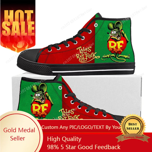 Tales Of The Rat Fink High Top Sneakers Mens Womens Teenager High Quality Canvas Sneaker Anime Cartoon Casual Custom Made Shoes