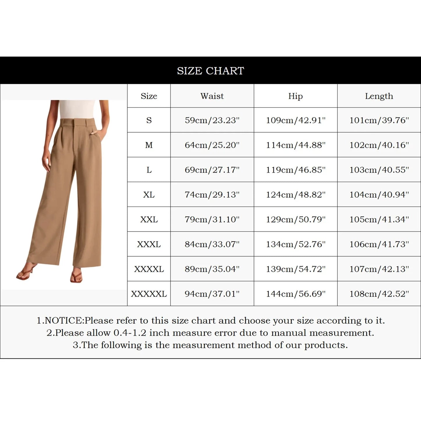 Women Wide Leg Pants Elegant Ladies Work Business Casual High Waisted Zipper Dress Pants Office Straight Leg Flowy Trousers