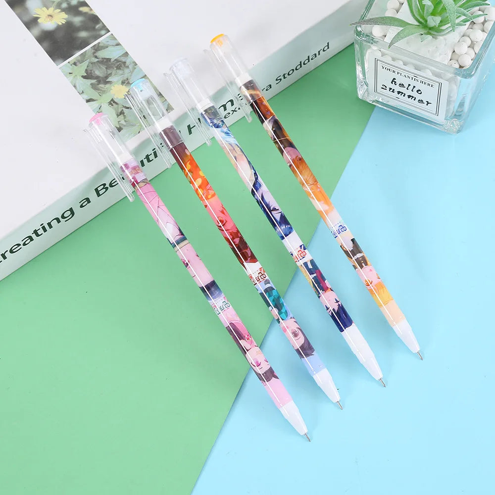 4/8/12PCS Demon Slayer  Neutral Pen Student Quick Dry 0.5 Black Ink Blue Ink School Supplies Office Stationery Gift