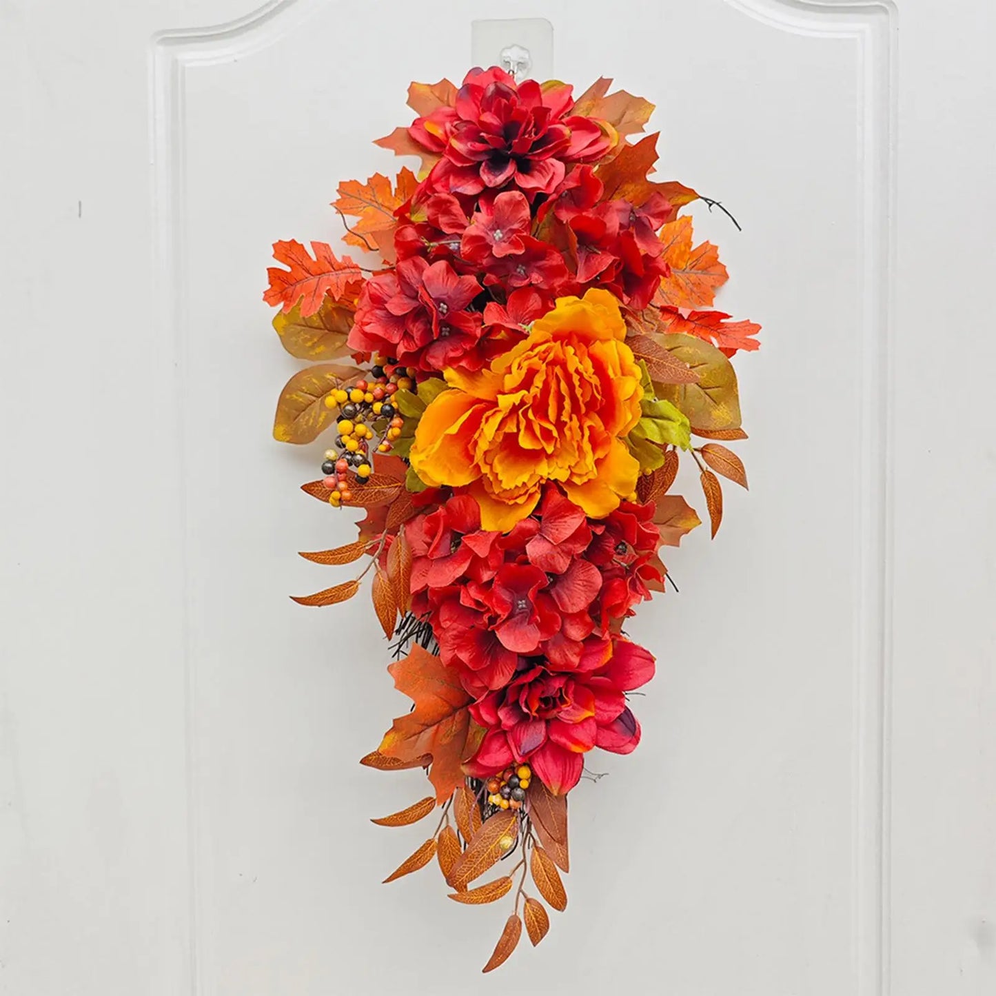 Artificial Fall Flower Wreath Hanger Wall Decor for Farmhouse Outdoor