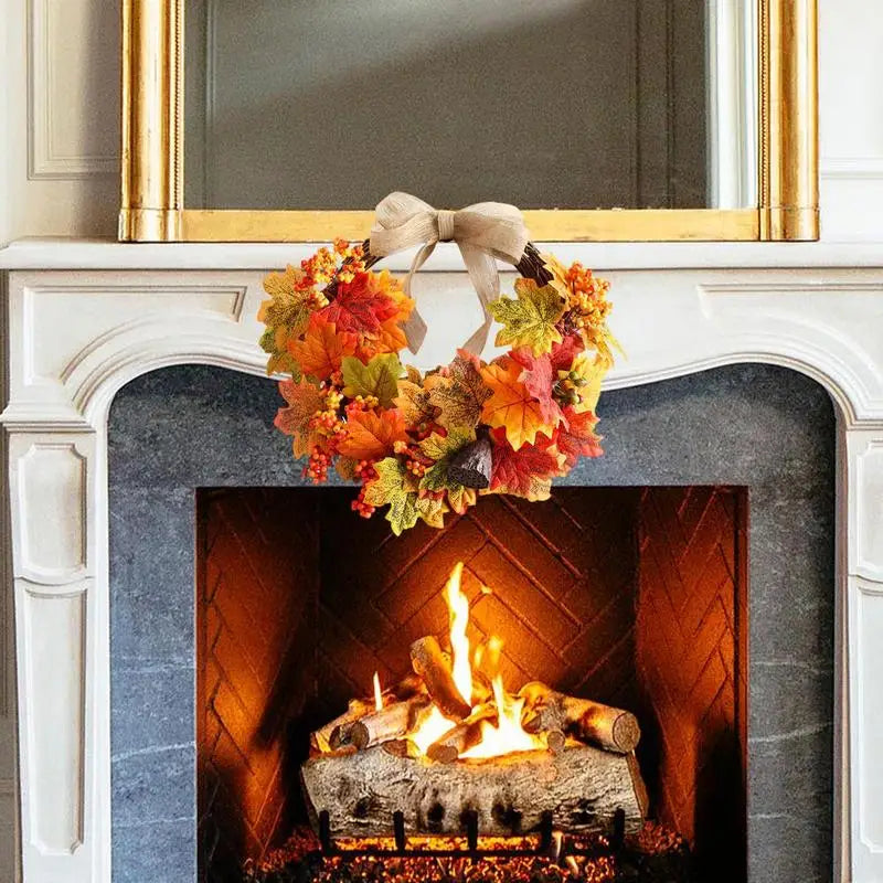 Fall Door Wreath 11.8 Inches Thanksgiving Farmhouse Fall Wreaths Thanksgiving Wreath With Pumpkins And Pine Cone For Indoor