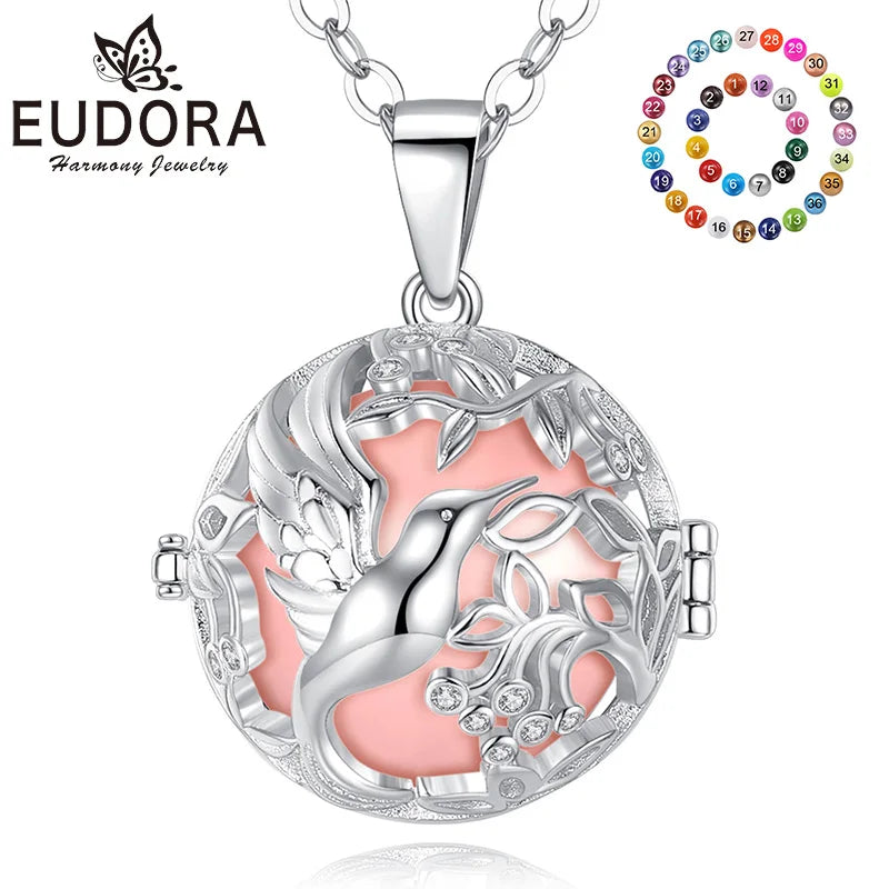 Eudora new 18mm Bird Crystal Cage Pregnancy Chime Bola Ball Pendant Necklace Baby Pregnancy Ladies Jewelry K477N18