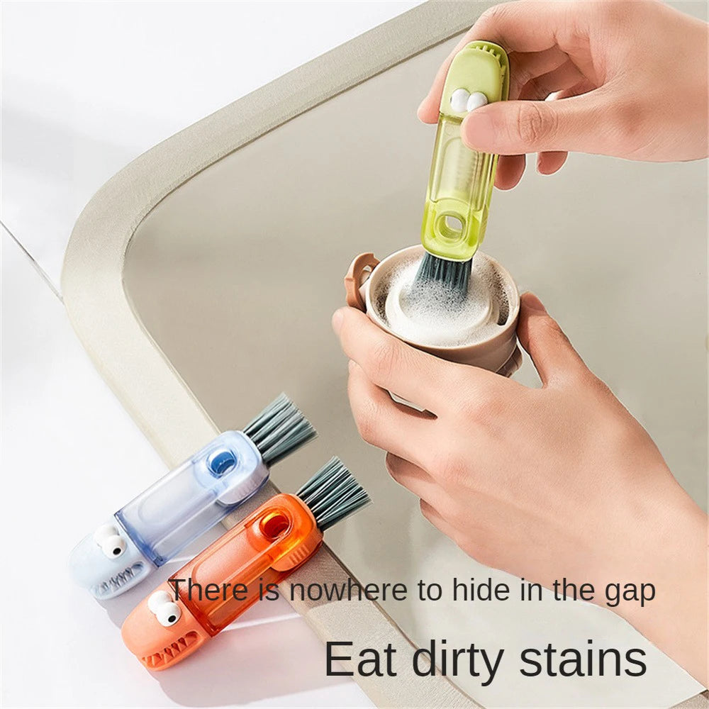 Crevice Cleaning Brush 4 In 1 Crevice Brush Detail Brush Green Orange Houseware Lid Brush Nylon Brush Rotate Switch Brush Blue
