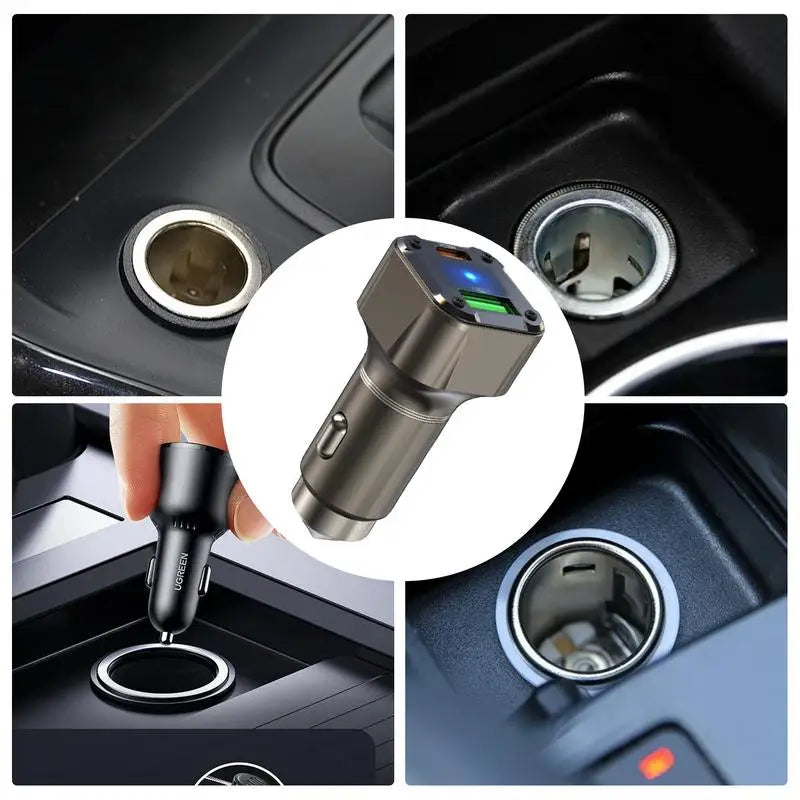 30W Car USB C Charger MultiFunction USB C Fast Charging Adapter with Safety Hammer  Multi Port Type C Car Charger for Phone RVs