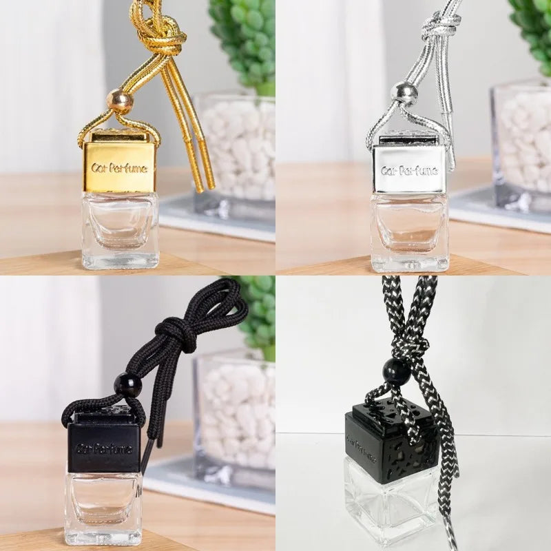 Glass Perfume Bottle Essential Oils Car-styling Decor Auto Ornament Air Freshener Mirror Pendant Hanging Parfüm Empty Bottle 1PC