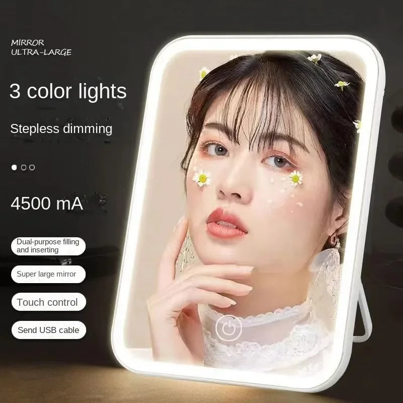 New Cute desktop LED home with light smart beauty mirror Kawaii folding dormitory makeup photo supplement mirror gift wholesale