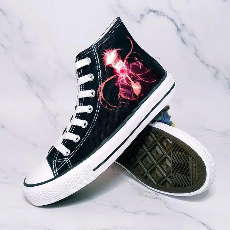 Jujutsu Kaisen Satoru Gojo Anime Sneakers High Top Canvas Shoes Anime Graffiti Breathable Cool Street Sneakers Causal Shoes