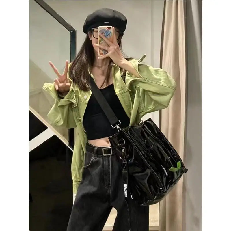 JIAERDI Vintage Black Y2k Handbag Women 2023 Cool Girls Leather Large Capacity Tote Bag Ladies Moto Biker Casual Crossbody Bags