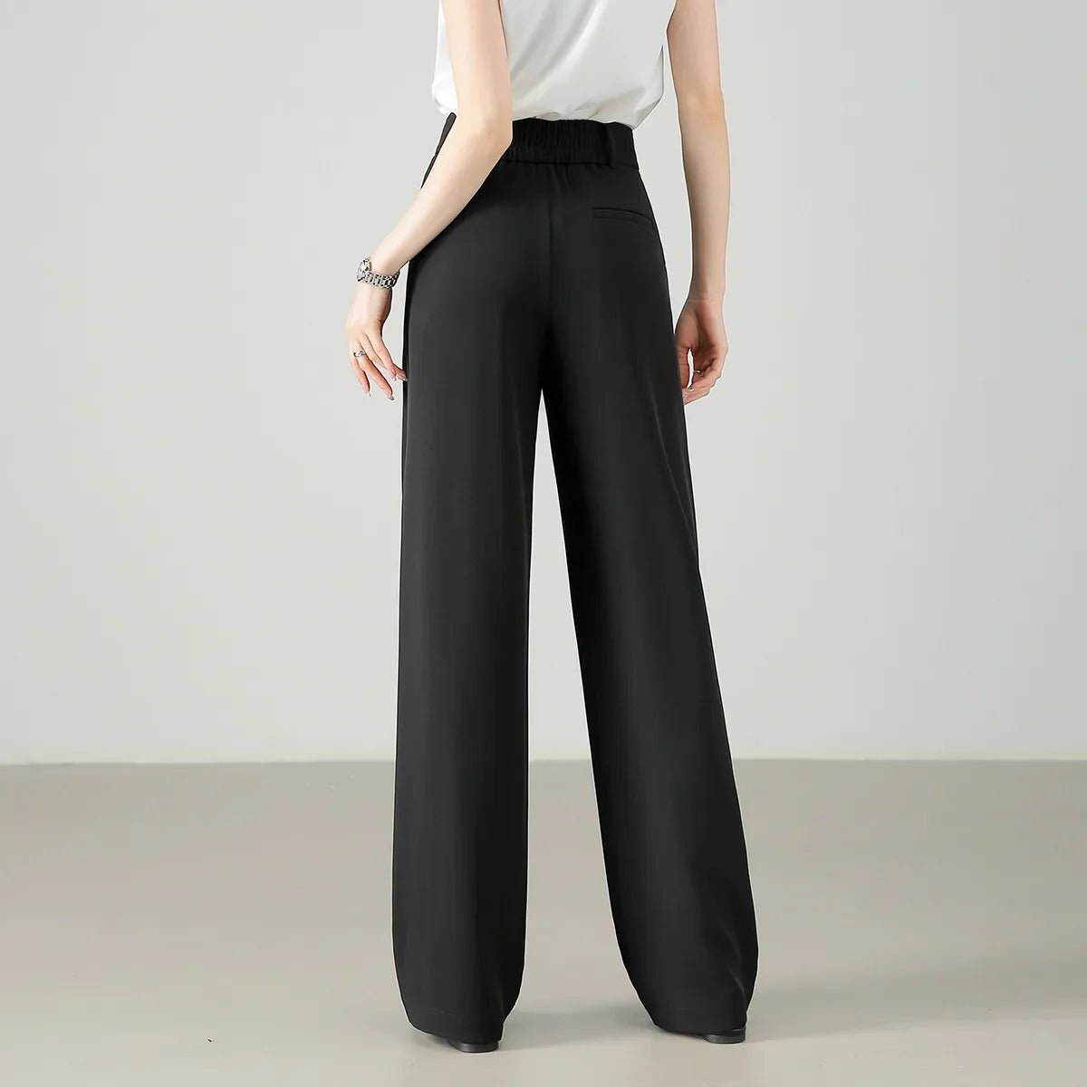 SENTUBILA Women Casual Straight Dress Pant 2024 Summer Sunscreen Quick-dry Trousers Female Fashion Elastic Waist Pants 142K54941